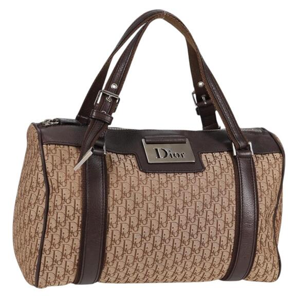 DIOR Trotter Canvas Hand Bag Beige Brown Silver - Picture 1 of 13